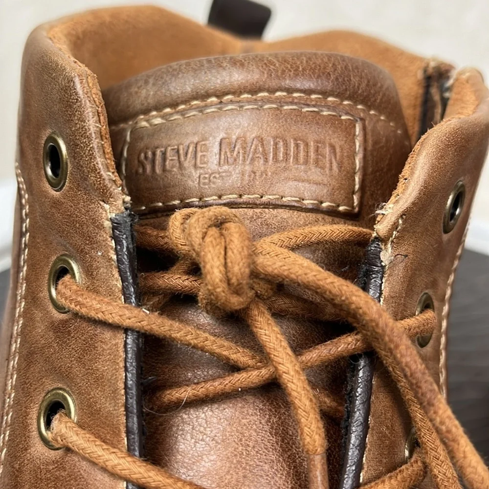 Steve Madden Johnnie Brown Leather Lace Side Zip Mens Dress Chukka Boots